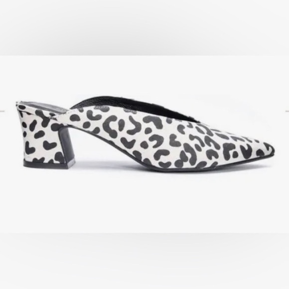 Chinese laundry pollie animal print white kitten heel Mules boho coquette retro - Picture 1 of 4